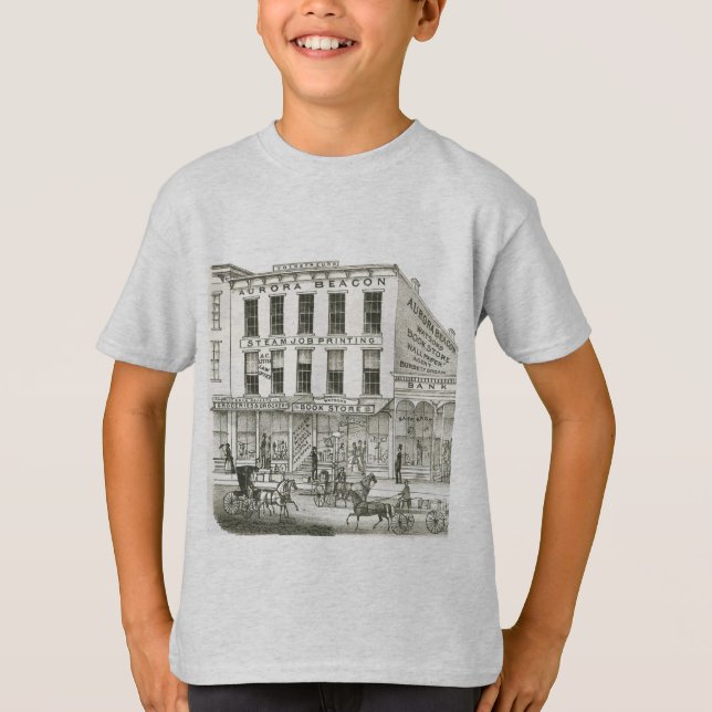 Camiseta Aurora Illinois Aurora Beacon News 1871 Stone Lith (Frente)
