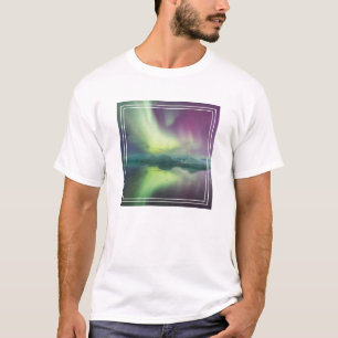 Camiseta Aurora Luzes em Lagoa   Jokulsarlon, Islândia