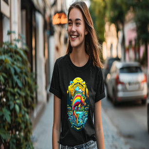 Camiseta Aurora Vibrante na Truta Arco-Íris de Sonho do Ang