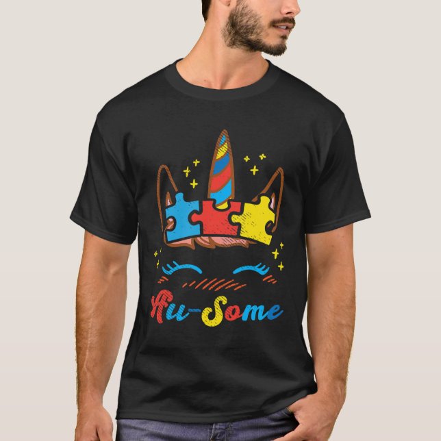 Camiseta Ausome Rosto de Unicórnio Quebra-cabeça Conscienti (Frente)