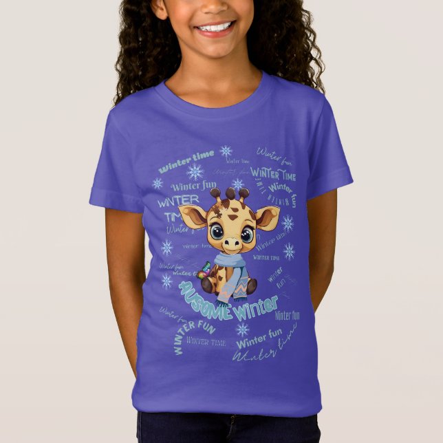 Camiseta AUsome Winter Giraffe – Cute Autism Awareness  (Frente)