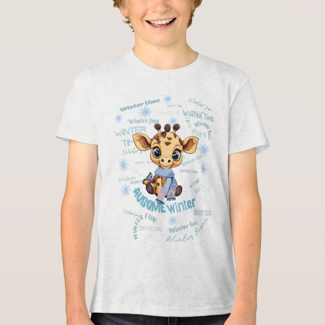 Camiseta AUsome Winter Giraffe – Cute Autism Awareness  (Frente)