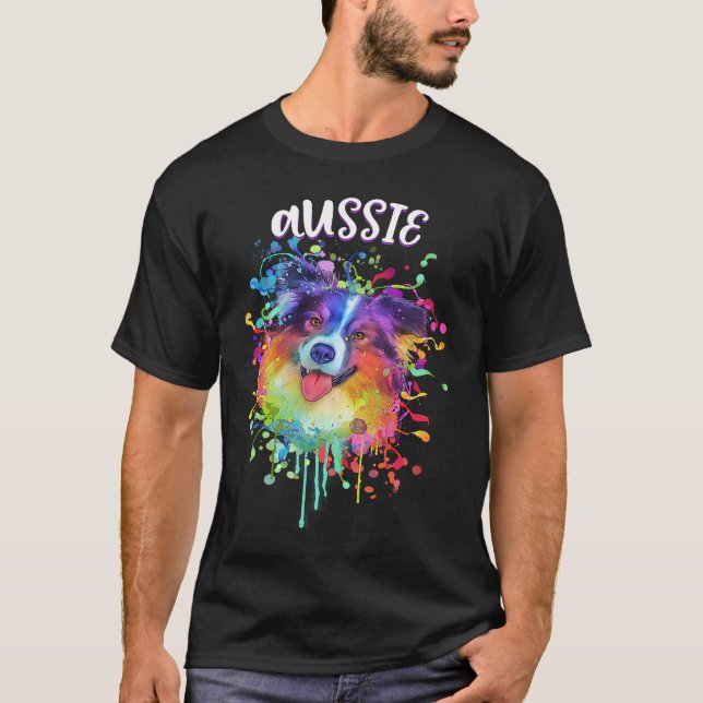 Camiseta Aussie Australian Shepherd  Australian Shepard Hum (Frente)
