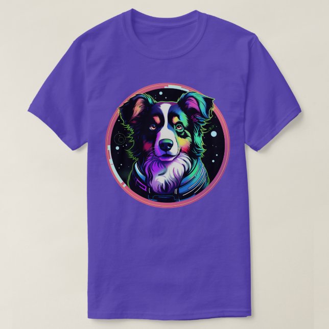 Camiseta Aussie Australiana Shepherd Cosmic Space Dogs Gala (Frente do Design)