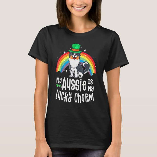 Camiseta Aussie Lucky Charm St Patricks Day Dog Australian  (Frente)