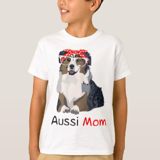 Camiseta Aussie Mãe Cão Bandana Pet Lover Gift Womens Aussi