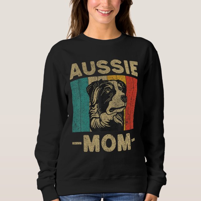 Camiseta Aussie Mom  Retro Australian Shepherd (Frente)