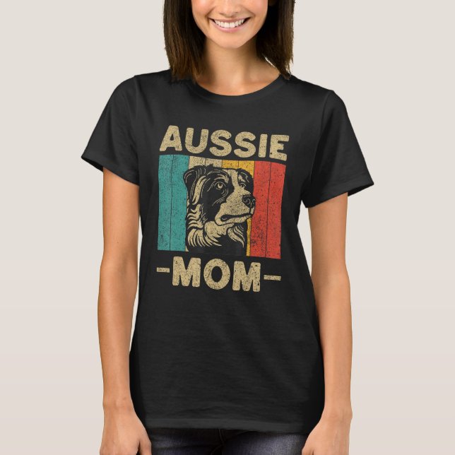 Camiseta Aussie Mom  Retro Australian Shepherd (Frente)