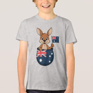 Camiseta Aussie Spirit - Kangaroo com bandeira australiana