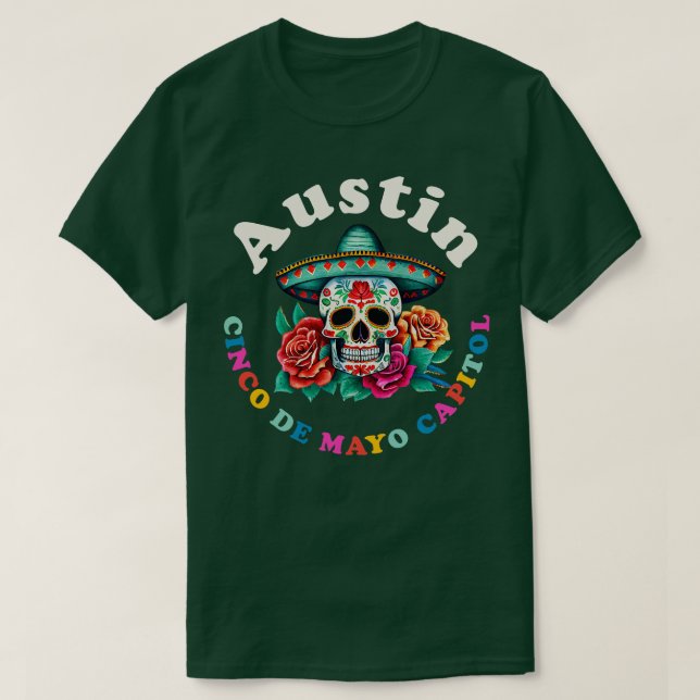 Camiseta Austin 2023 Sugar Skull Texas (Frente do Design)