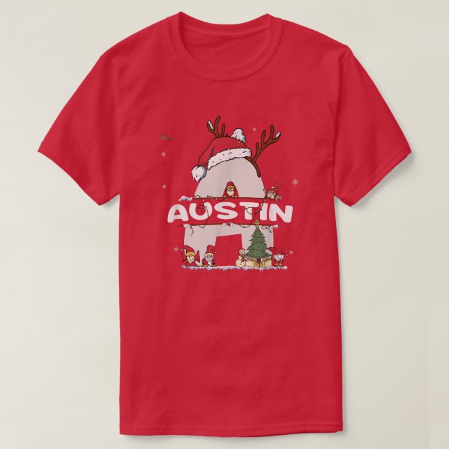Camiseta Austin Christmas w Austin Name para o xmas engraça (Frente do Design)