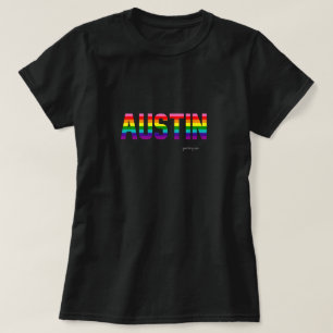 Camiseta Austin Pride T Shirt W.   Sinalizador arco-íris