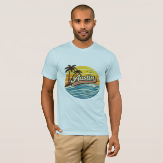 Camiseta Austin Retro Sunset Name Design