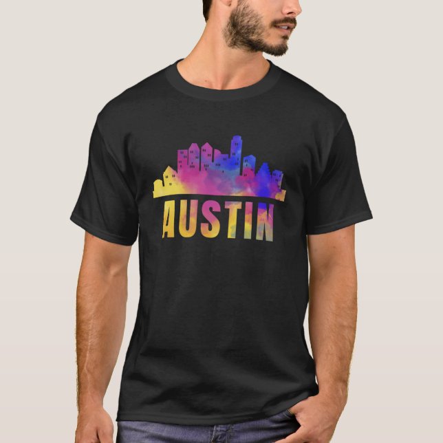 Camiseta Austin Skyline Texas City Town TX USA State Americ (Frente)
