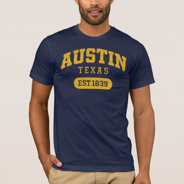 Camiseta Austin Texas Est. 1839 Vintage Varsity (Frente)