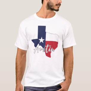 Camiseta Austin, Texas Flag Map Men's White