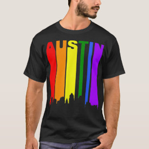 Camiseta Austin Texas LGBTQ Orgulho gay Rainbow Skyline _1