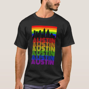 Camiseta Austin TX Orgulho gay Parade Rainbow City Skyline