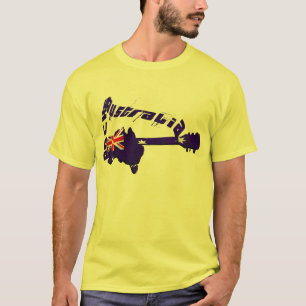 Camiseta Austrália balança a guitarra da estrela do rock