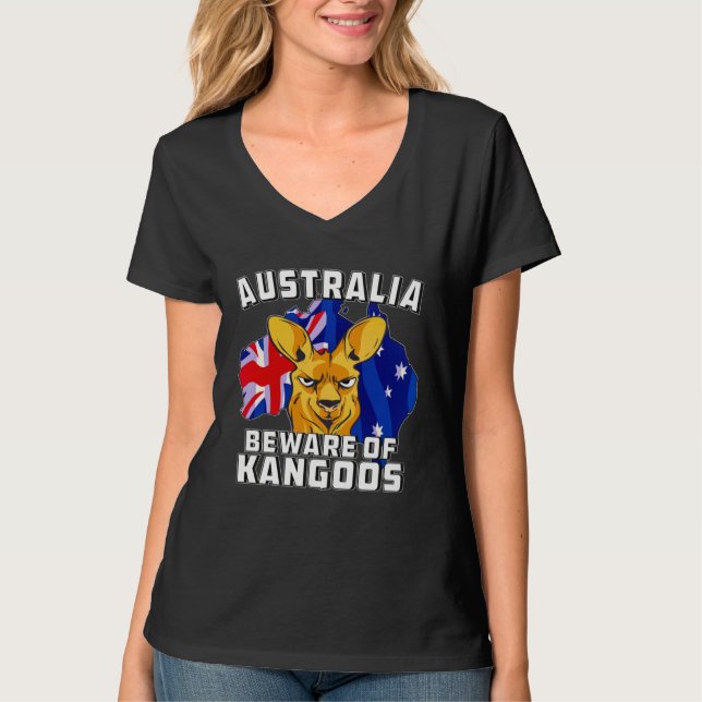 Camiseta Australia Beware of Kangoos Down Under Australia (Frente)
