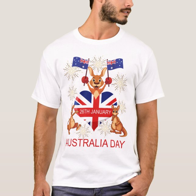 Camiseta AUSTRÁLIA DIA CANGURUS do 26 de janeiro, (Frente)