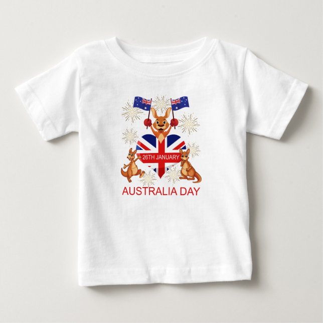 Camiseta AUSTRÁLIA DIA o 26 de janeiro, CANGURUS, (Frente)