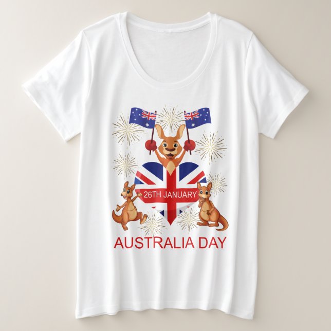 Camiseta AUSTRÁLIA DIA o 26 de janeiro, CANGURUS, MULHERES (Frente do Design)