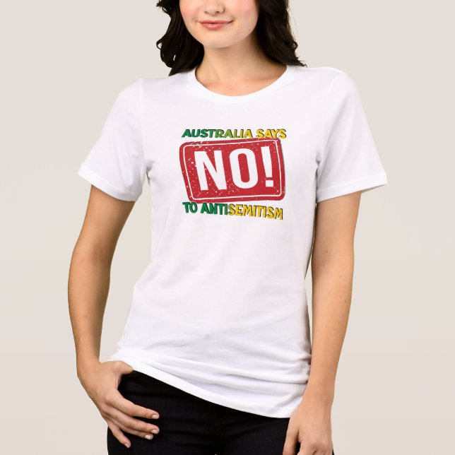 Camiseta Austrália Diz Não ao Antisemitismo (Frente)