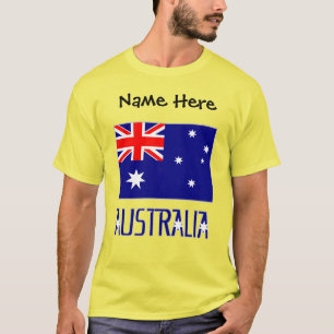 Camiseta Austrália e Bandeira Negra Australiana Personaliza