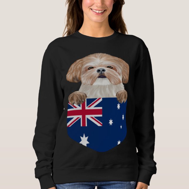 Camiseta Australia Flag Shih Tzu Dog In Pocket (Frente)