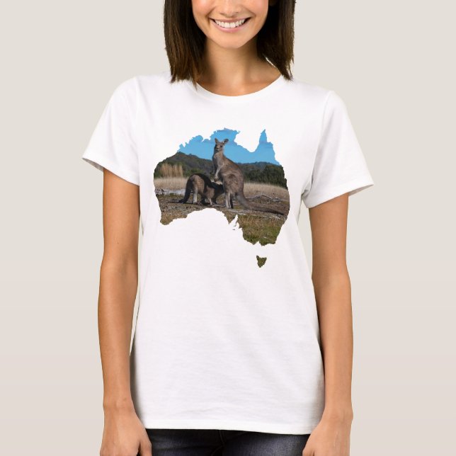 Camiseta Austrália Forma Canguru com bebê joey (Frente)