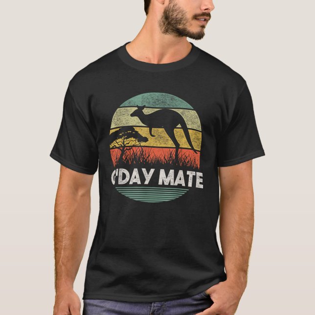 Camiseta Austrália G Day Mate Funny Kangaroo Australian Vin (Frente)