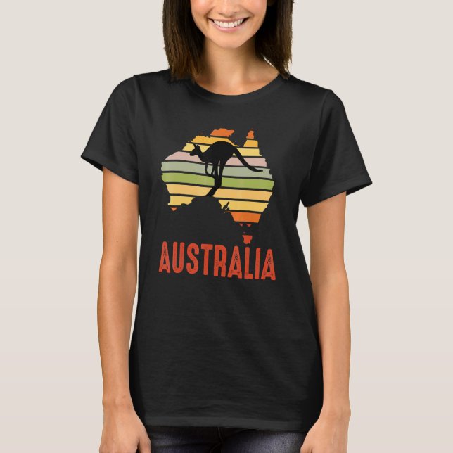 Camiseta Austrália Kangaroo Retro Aussie Australian Souveni (Frente)