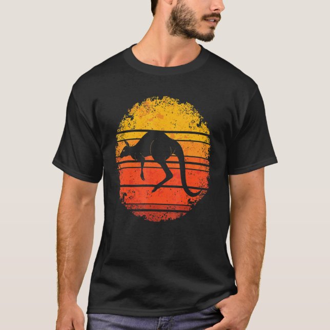 Camiseta Austrália Kangaroo Zoo Animal Aussie Retro Kangar (Frente)