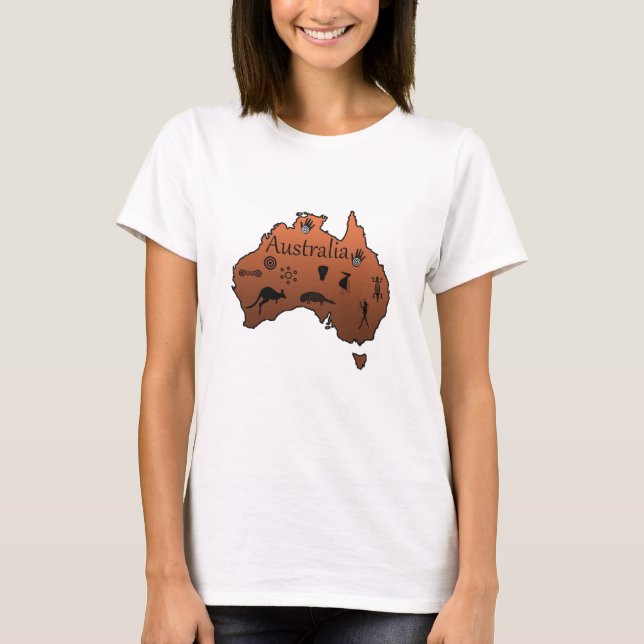 Camiseta Austrália mapeia continente australiano (Frente)