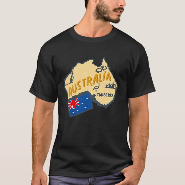 Camiseta Australia Marking Flags Koala Boomerang Canberra (Frente)