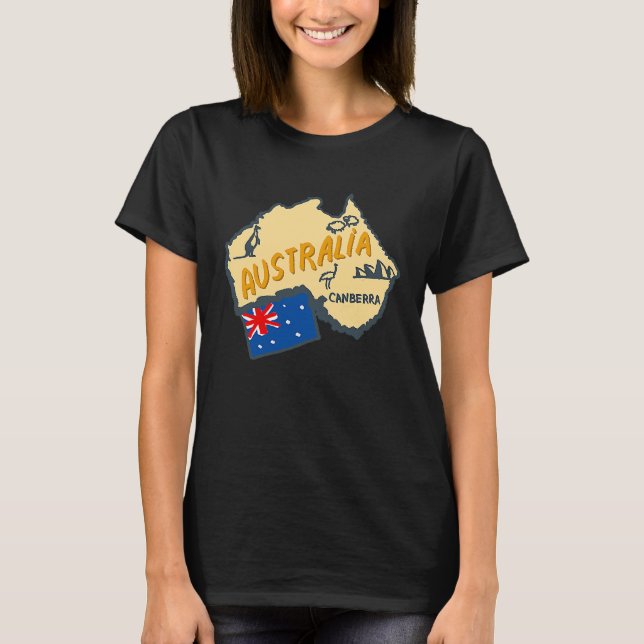 Camiseta Australia Marking Flags Koala Boomerang Canberra (Frente)