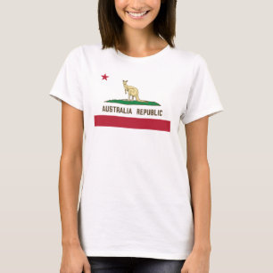 Camiseta Austrália República da Califórnia Flag Kangaroo