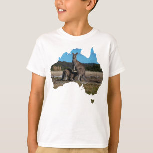 Camiseta Austrália Shape Kangaroo e baby joey