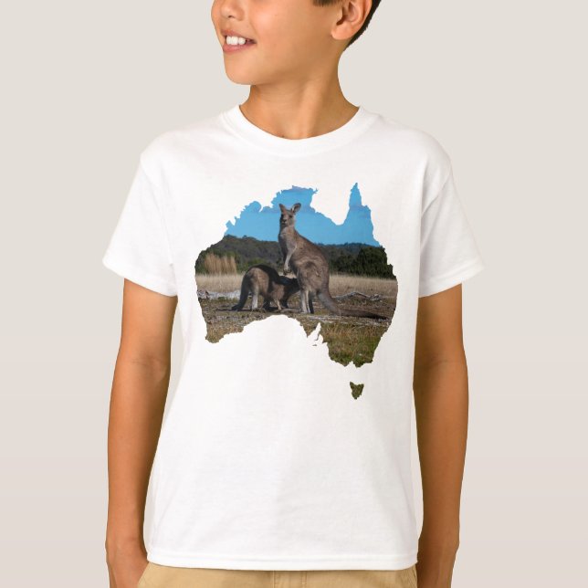 Camiseta Austrália Shape Kangaroo e baby joey (Frente)