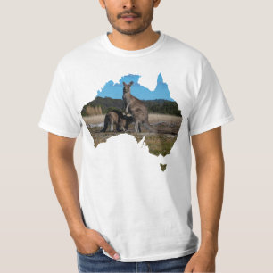 Camiseta Austrália Shape Kangaroo e bebendo joey
