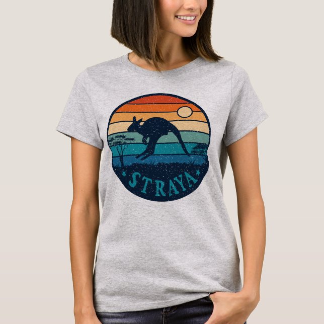 Camiseta Austrália Straya Retro Vintage Kangaroo Aussie (Frente)