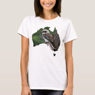 Camiseta Austrália trama Rindo de Kookaburra em árvore