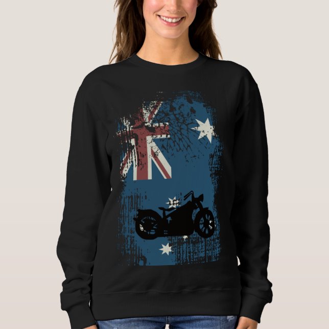Camiseta Australian Flag Motorcycle Biker Patriotic Distres (Frente)
