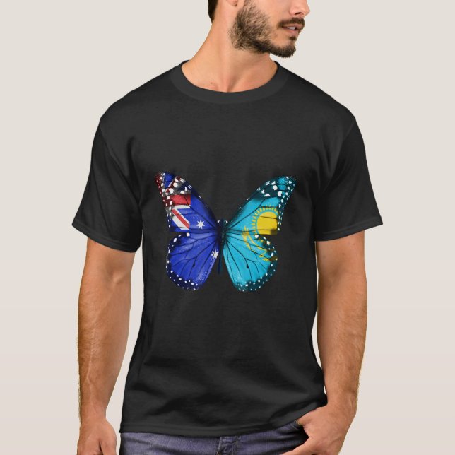 Camiseta Australian Kazakhstani Flag Butterfly (Frente)