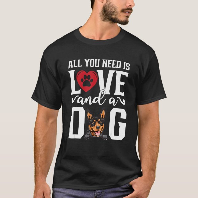 Camiseta Australian kelpie All You Need is Love And Dog Fat (Frente)