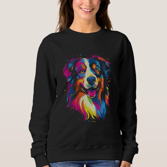 Camiseta Australian Shepherd Aussie Rainbow Retro Design (Frente)