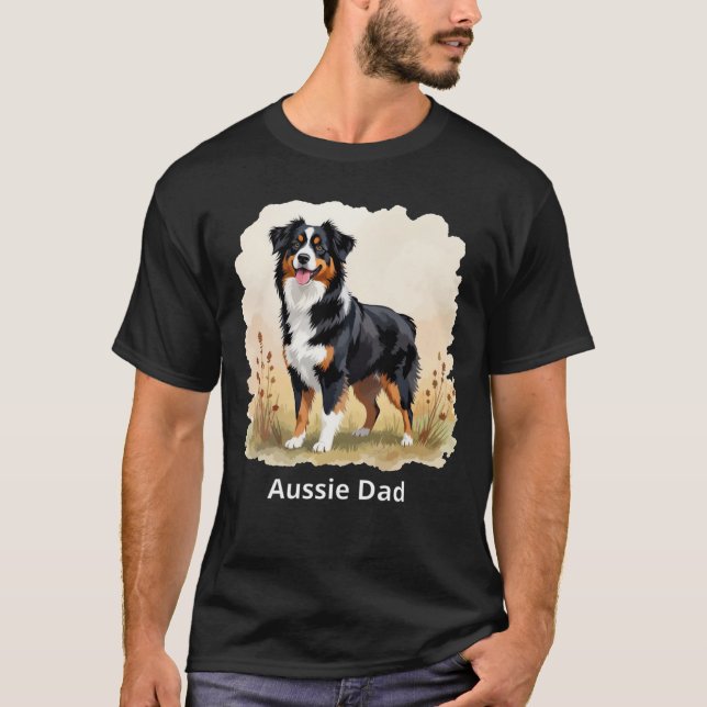 Camiseta Australian Shepherd Black Tricolor Aussie Dad (Frente)