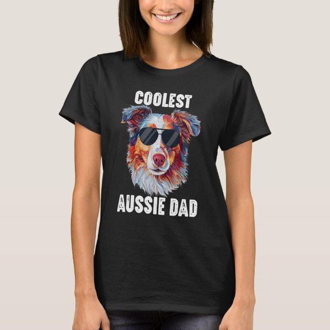Camiseta Australian Shepherd Dad Coolest Aussie Dad for Dog (Frente)