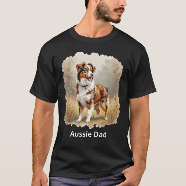 Camiseta Australian Shepherd Dog Red Merle Aussie Dad (Frente)